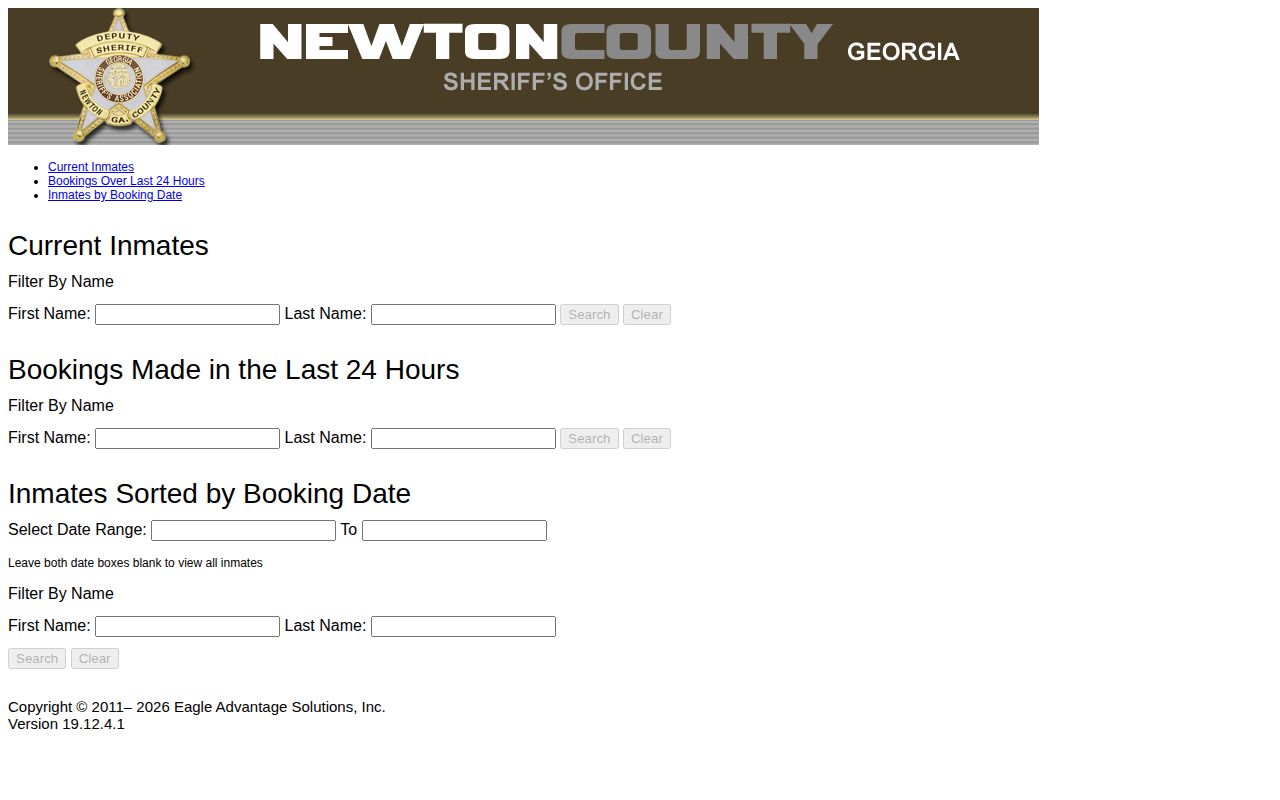 Newton County official inmate search and booking views